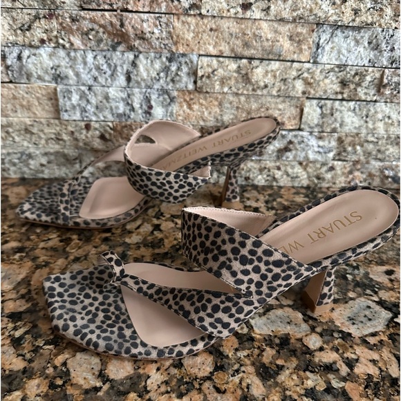 Stuart Weitzman Lyla 75 cheetah suede sandal mules - Picture 7 of 10